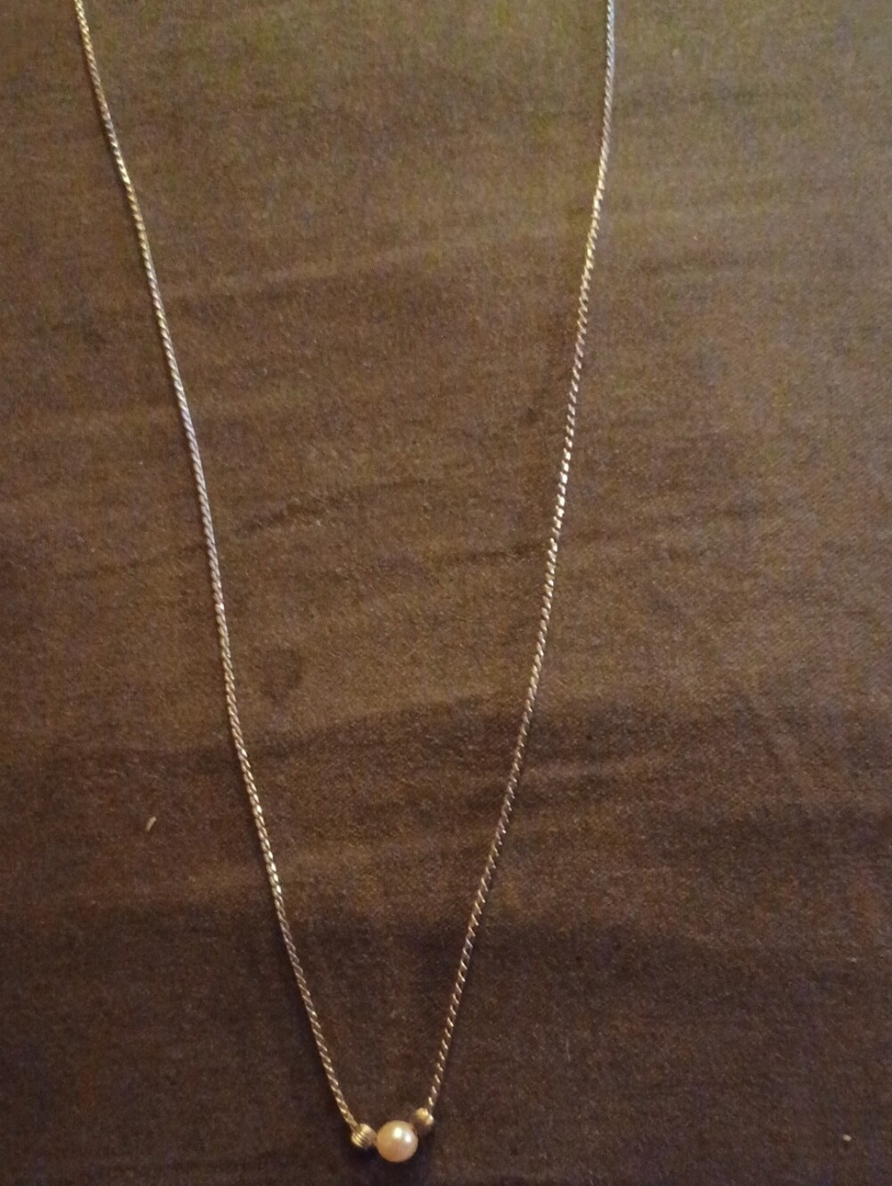 Vintage Signed AVON 925 Sterling Silver Floating Pearl 16" Box Chain Necklace